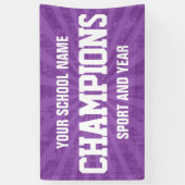 紫色の学校のスポーツチームチャンピオン 横断幕 (縦)