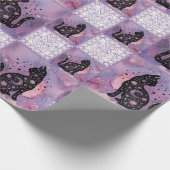 紫色の宇宙猫パッチワーク ラッピングペーパー (角)