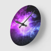 紫色の宇宙 ラウンド壁時計 (傾斜)