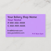 紫色の完全にカスタマイズ可能なパン屋の店カード 名刺 (裏面)