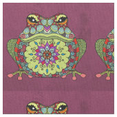 紫色の宝石で飾られたカエル ファブリック (クローズアップ)