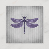 紫色の宝石で飾られたドラゴンフライ結婚ズ エンクロージャーカード (裏面)