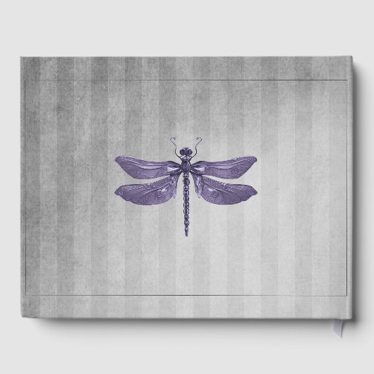 紫色の宝石で飾られたドラゴンフライ結婚ズ ゲストブック (裏面)