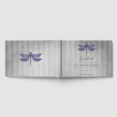 紫色の宝石で飾られたドラゴンフライ結婚ズ ゲストブック (全面)