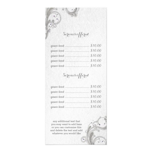 紫色の宝石との銀製のグリッターはスパのサロンを設計します ラックカード (裏面)