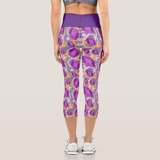 紫色の宝石とパープル模様 カプリレギンス (裏面)