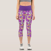 紫色の宝石とパープル模様 カプリレギンス (正面)