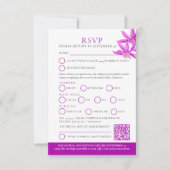 紫色の宝石オーキッド水彩結婚式RSVP QR 出欠カード (正面)