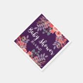 紫色の宝石トーン水の色の花ベビーシャワー スタンダードカクテルナプキン (角)