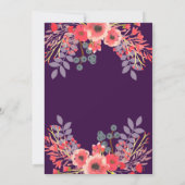 紫色の宝石トーン水の色の花ベビーシャワー 招待状 (裏面)