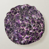 紫色の宝石用原石の水晶プリント ラウンドクッション (裏面)