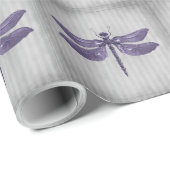 紫色の宝石飾りトンボ ラッピングペーパー (ロールコーナー)
