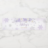 紫色の小さなスノーフレークの赤ちゃんシャワー ペットボトルラベル (シングルラベル)