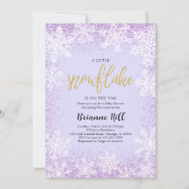 紫色の小さなスノーフレークの赤ちゃんシャワー 招待状