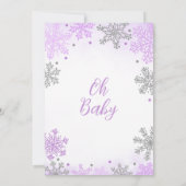 紫色の小さなスノーフレークの赤ちゃんシャワー 招待状 (裏面)