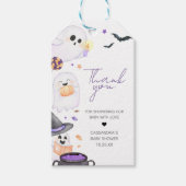 紫色の小さなブハロウィーンベビーシャワーメッセージカード ギフトタグ (正面)