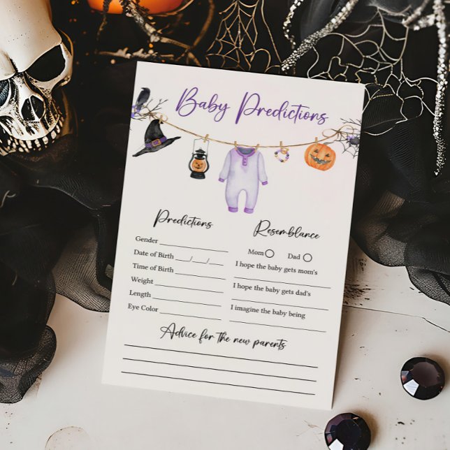 紫色の小さなブハロウィーンベビー予測ゲーム (Halloween Baby Clothes Baby Shower Baby Predictions Game)
