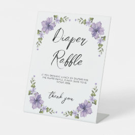 紫色の小さなワイルドフラワーおむつラッフル 台座サイン