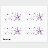 紫色の小さな星で作られた大きな星 長方形シール (シート)