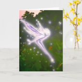 紫色の小束の妖精の国-挨拶状 カード (黄色い花)