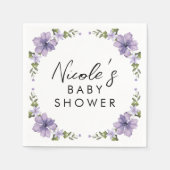 紫色の少し野生の花が途中のスクリプト スタンダードカクテルナプキン (正面)