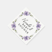 紫色の少し野生の花が途中のスクリプト スタンダードカクテルナプキン (角)