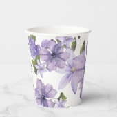 紫色の少し野生の花が途中のスクリプト 紙コップ (正面)