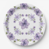 紫色の少し野生の花の途中のスクリプトパ ペーパープレート (正面)