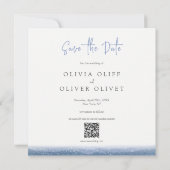 紫色の山々の結婚式の日付を保存 招待状 (裏面)