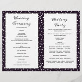 紫色の山々、針葉樹の折り畳まれた結婚式のプログラム (裏面)