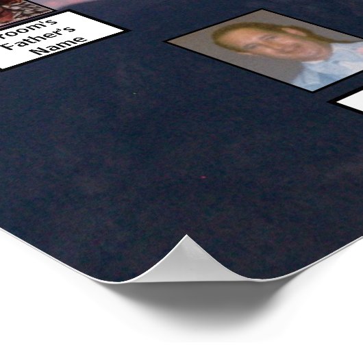 紫色の山の日没の写真統一された家族の木 ポスター (角)