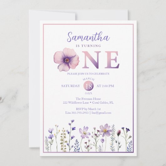 紫色の山花彼女は一つの招待状を回している 招待状 (正面)