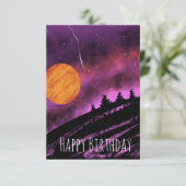 紫色の嵐の空のイラスト 誕生日 カード (スタンド正面)