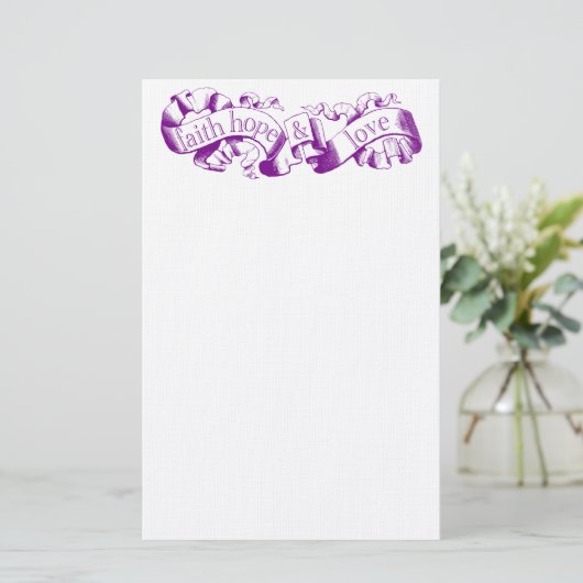 紫色の巻物1コリント13結婚の文房具 便箋 (スタンド正面)