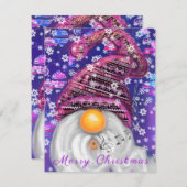 紫色の帽子に格言のクリスマスソングを歌う幸せなクリスマス (正面/裏面)