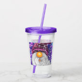 紫色の帽子に格言のクリスマスソングを歌う幸せなクリスマス アクリルタンブラー (裏面)