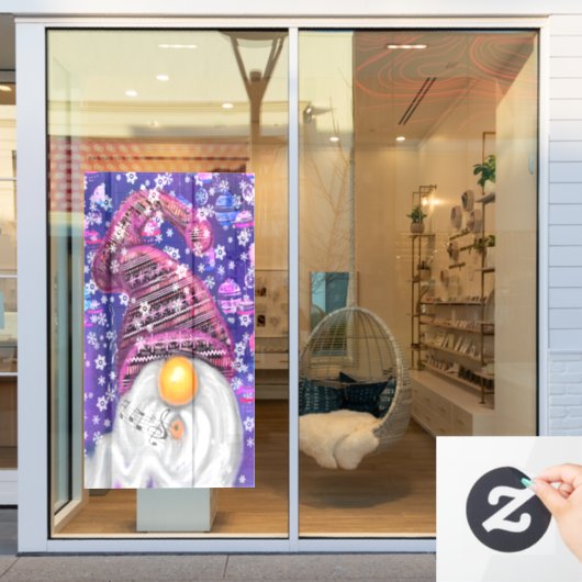 紫色の帽子に格言のクリスマスソングを歌う幸せなクリスマス ウィンドウサイン (店舗窓)