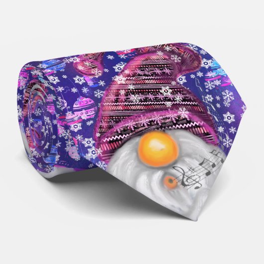 紫色の帽子に格言のクリスマスソングを歌う幸せなクリスマス ネクタイ (ロール)