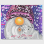 紫色の帽子に格言のクリスマスソングを歌う幸せなクリスマス ラッピングペーパー (フラット)