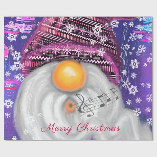 紫色の帽子に格言のクリスマスソングを歌う幸せなクリスマス ラッピングペーパー (フラット)