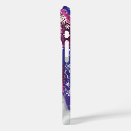 紫色の帽子に格言のクリスマスソングを歌う幸せなクリスマス Case-Mate iPhoneケース (裏面 / 左)