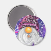 紫色の帽子のクリスマスマグネット格言 マグネット (正面/裏面)