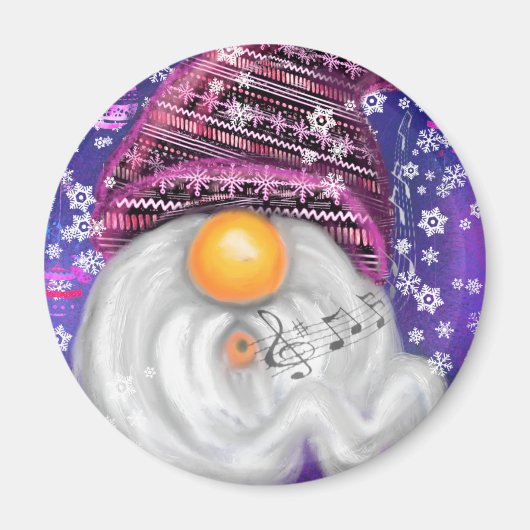 紫色の帽子のクリスマスマグネット格言 マグネット (正面)