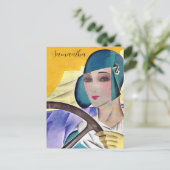 紫色の帽子のフラッパー ポストカード (スタンド正面)