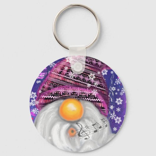 紫色の帽子の幸せな格言がクリスマスの歌を歌う –  キーホルダー (正面)