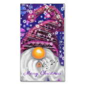 紫色の帽子の幸せな格言がクリスマスの歌を歌う –  マグネット名刺 (正面縦)