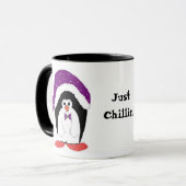 紫色の帽子をかぶったペンギン マグカップ (正面左)