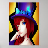 紫色の帽子をかぶった女性 | AIアートポスター ポスター (正面)