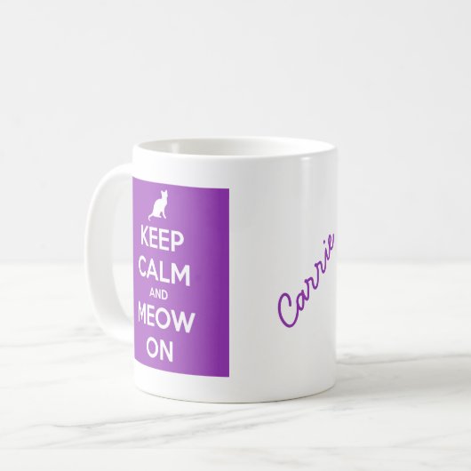 紫色の平静そして猫の鳴き声を保って下さい コーヒーマグカップ (正面左)