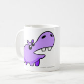 紫色の幸せなカバの飲むマグおよびコップ コーヒーマグカップ (正面左)